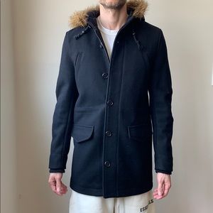 TOPMAN pea coat / trench coat with hood